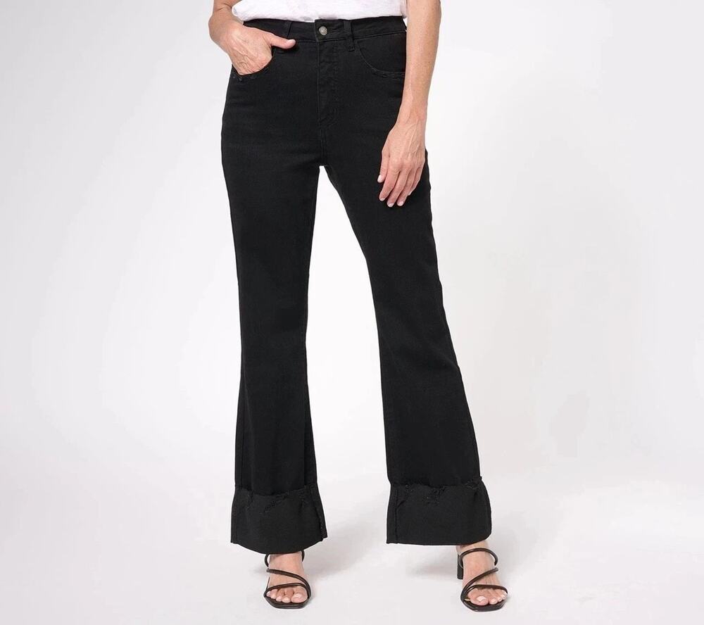 Women with Control Regular My Wonder Denim Aya Jeans Black Womens Size 2 Cuffed